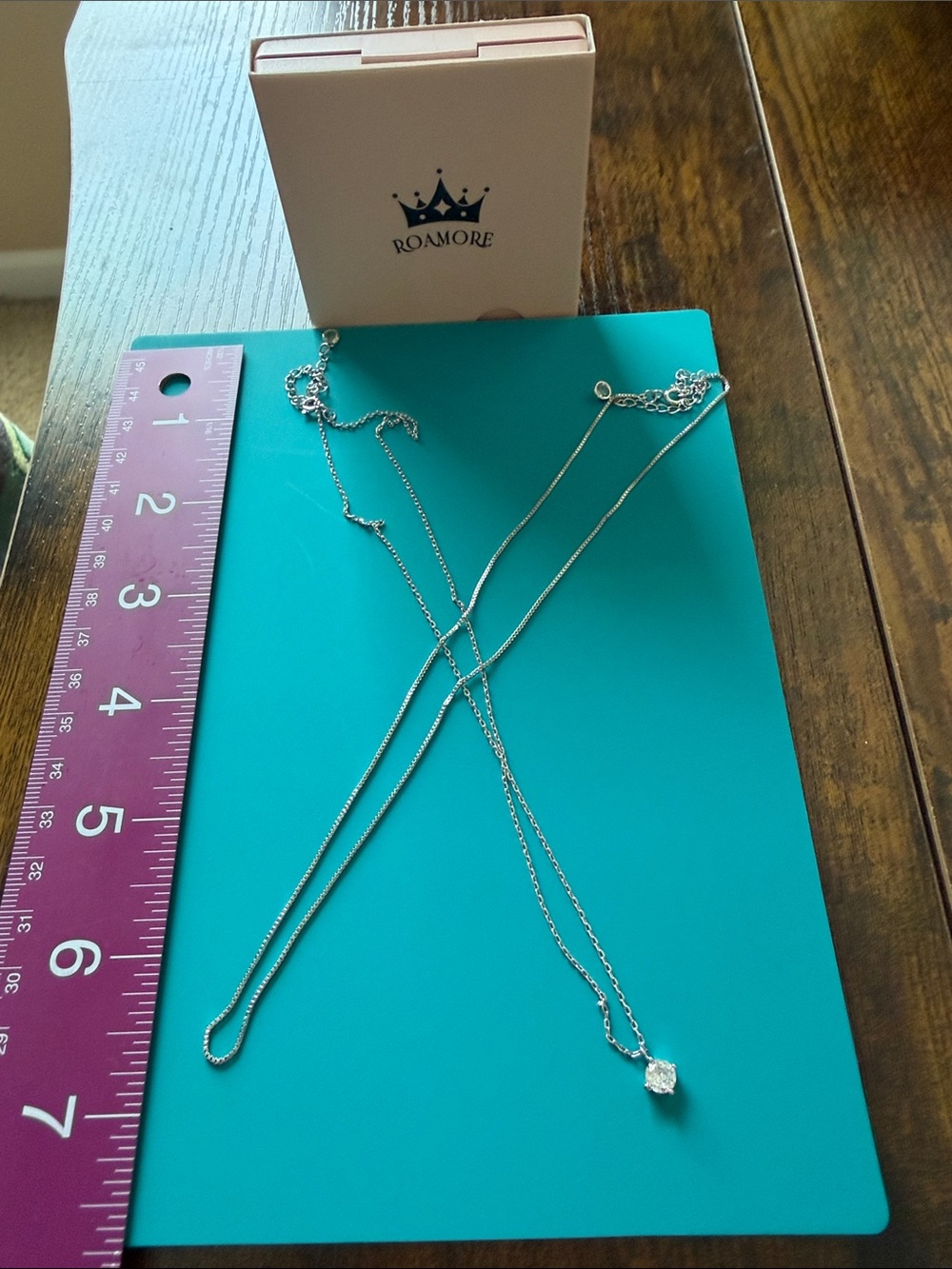 ROAM Silver Double-Layer Necklace with Clear Crystal Pendant
